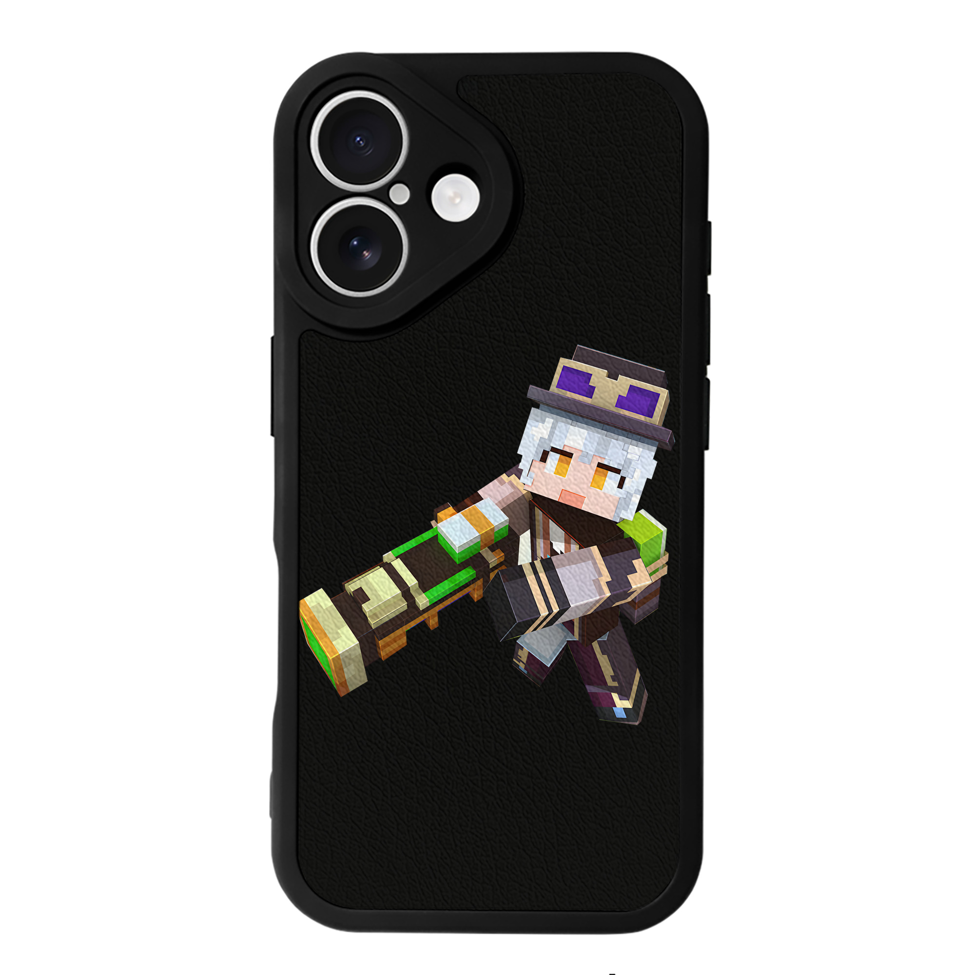 （画像用） マインクラフト ブロックの世界 Minecraft MC Block world 【iPhone 16シリーズ対応】シリコンスマホケース（レザー調） 材質：シリコン